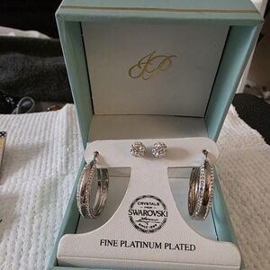 Swarovski Silver and Crystal Earring Set